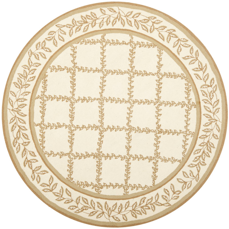 Jonsson Hand Hooked Wool Pile Floral Rug, Round 8'