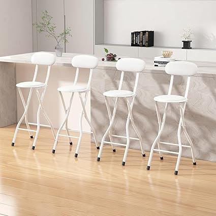 Upholstered Faux Leather Bar Stool, White