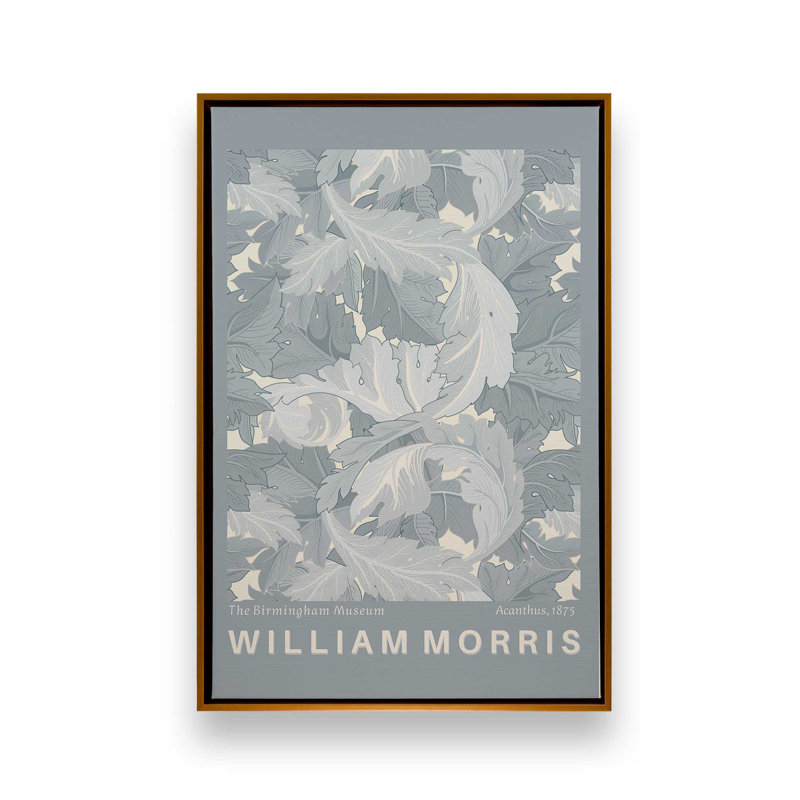 «Grey Acanthus» par William Morris, reproduction sur toile, H 18,75 po x l 12,75 po, Cadre flottant or poli