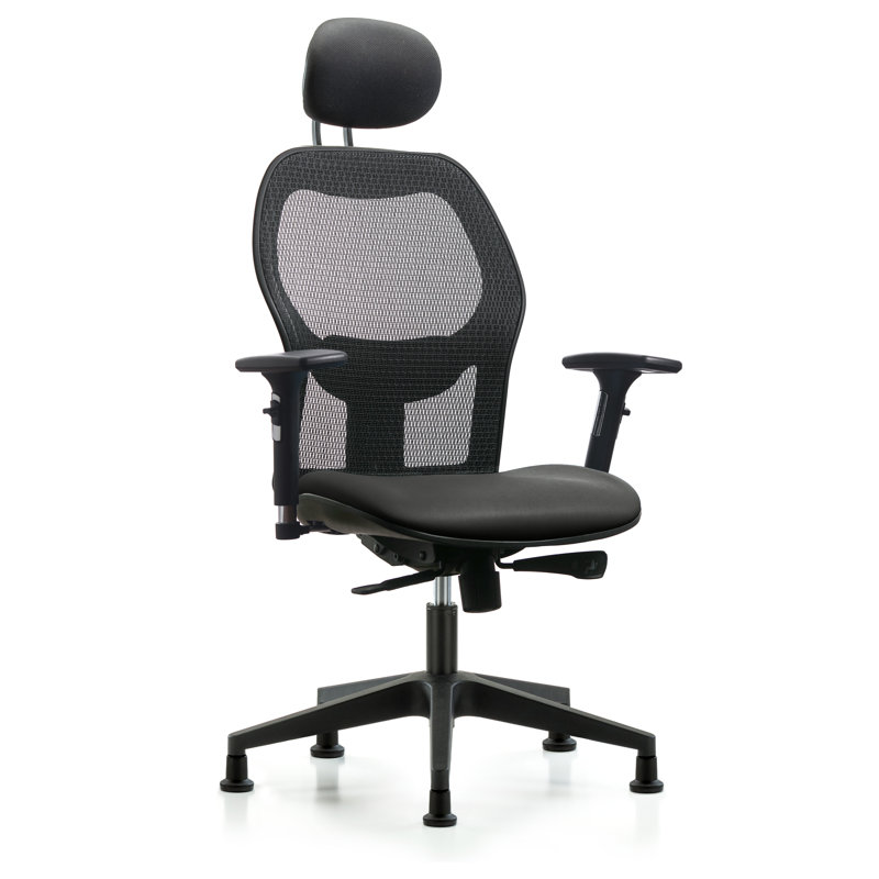 Vinyl Task Chair with Headrest, Carbon, Glides