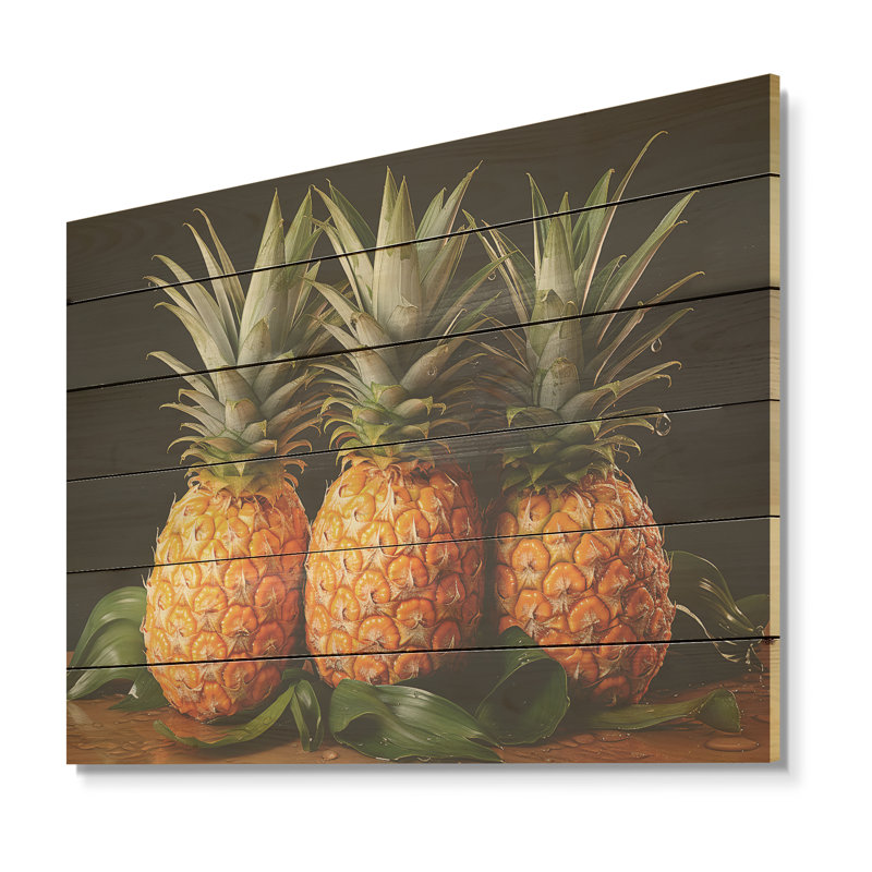 Doux ananas juteux délice - Ananas, art sur bois de pin naturel, H 30 po x l 40 po