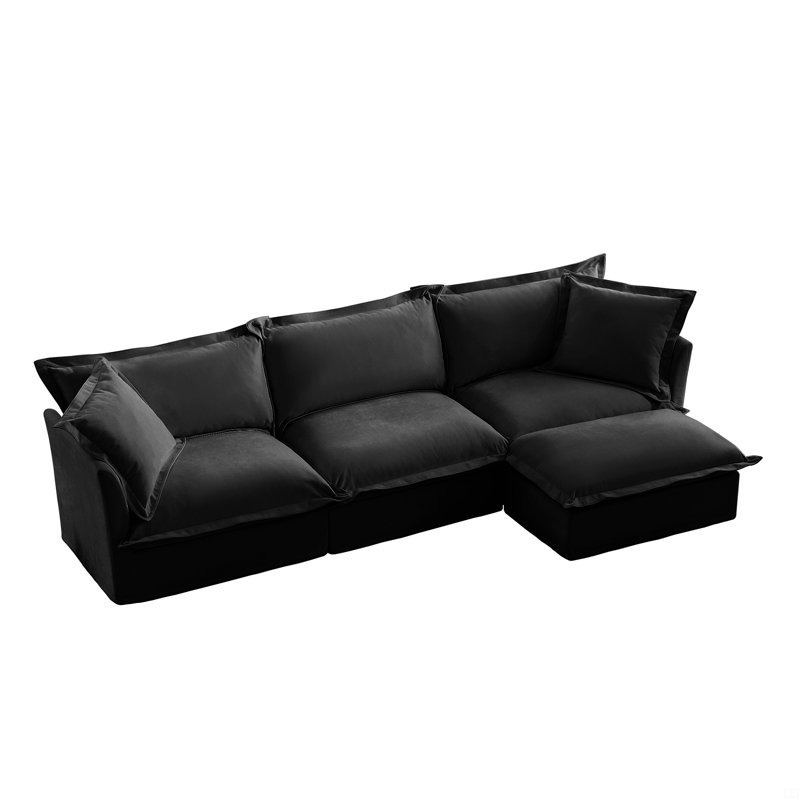Australis Slipcovered Sectional 2 - Seater Sofa Couch, Cream Corduroy, 34.6" H x 120" W x 33" D