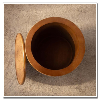 Round Rattan End Table with Lift-Off Lid Storage