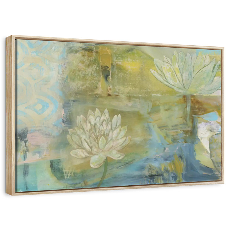 Lotus Dream, 37 po x 25 po, Cadre flottant en bois naturel