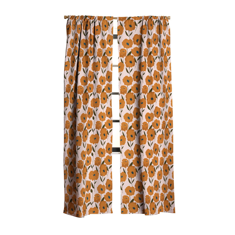 Alison Janssen Boho Poppies 1pc Blackout Window Curtain Panel, 50" W x 96" L