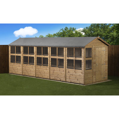 6 ft. W x 18 ft. D Solid wood Tongue & Groove Apex Garden Shed