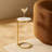 Alto C Shaped Martini Drink Round Table Black Metal Base Tempered Glass Top-2039176611