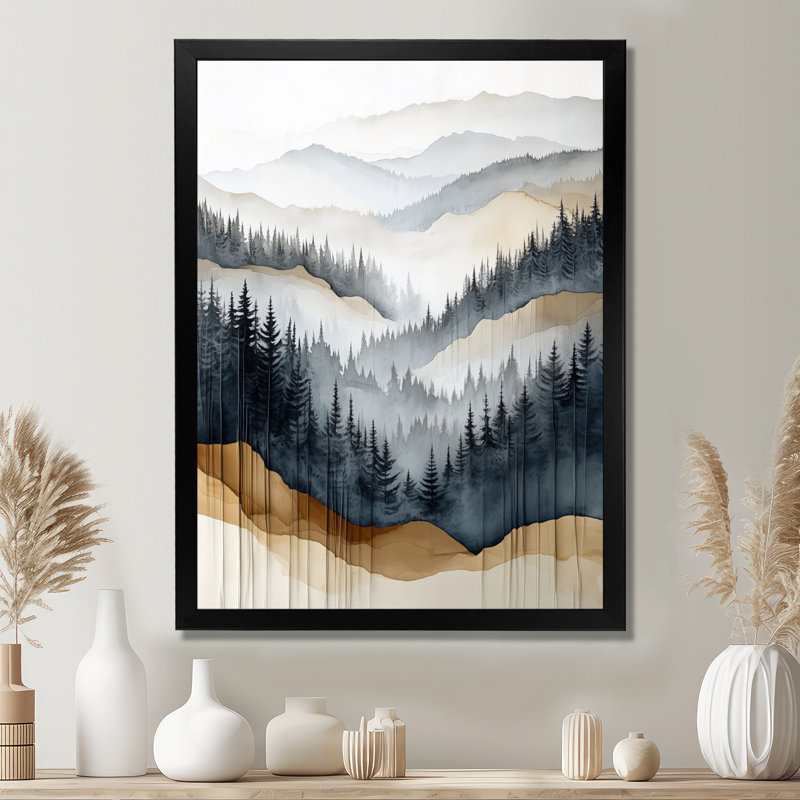 " Misty Evergreen Forest VI ", H 32 po x l 24 po, Cadre photo noir