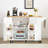 Space Kitchen Island With 5 Smooth Wheels, Storage Cabinet, And Foldable Drop Leaf Countertop In White Table Mobility Ample Storage,-400008935-400008936