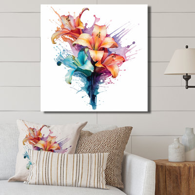 Watercolor Elegant Lily P pureté sur toile