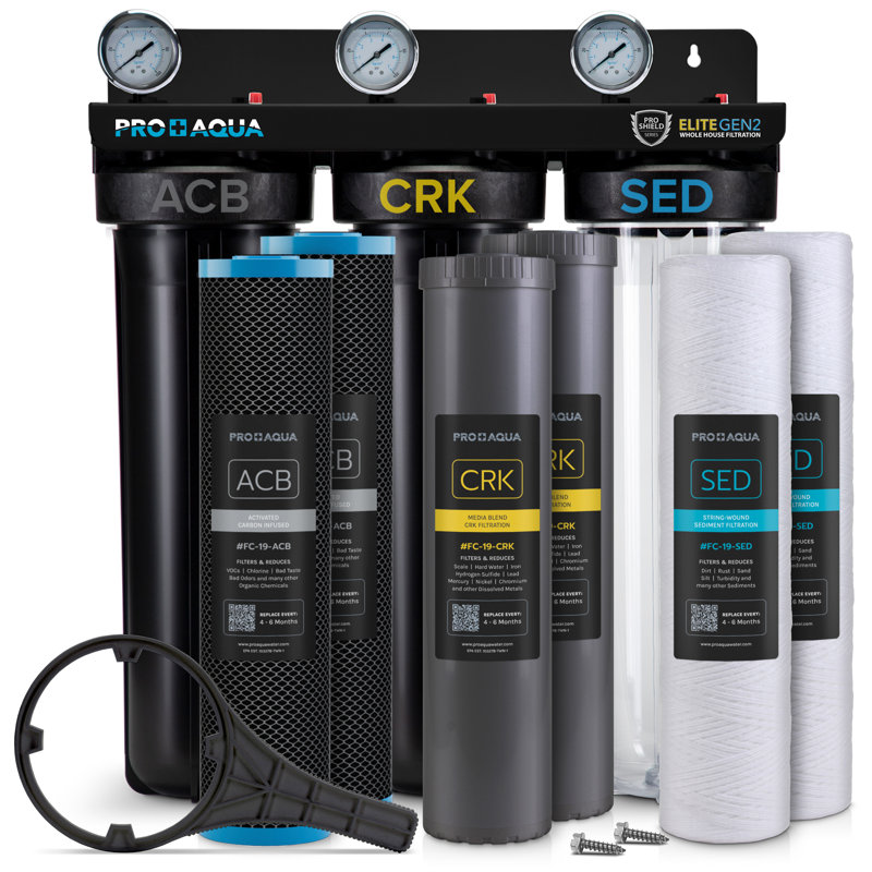 Système de filtration d'eau de puits à 3 étages avec jauges Elite, ensemble de filtres pour ports PR 1 po Elite