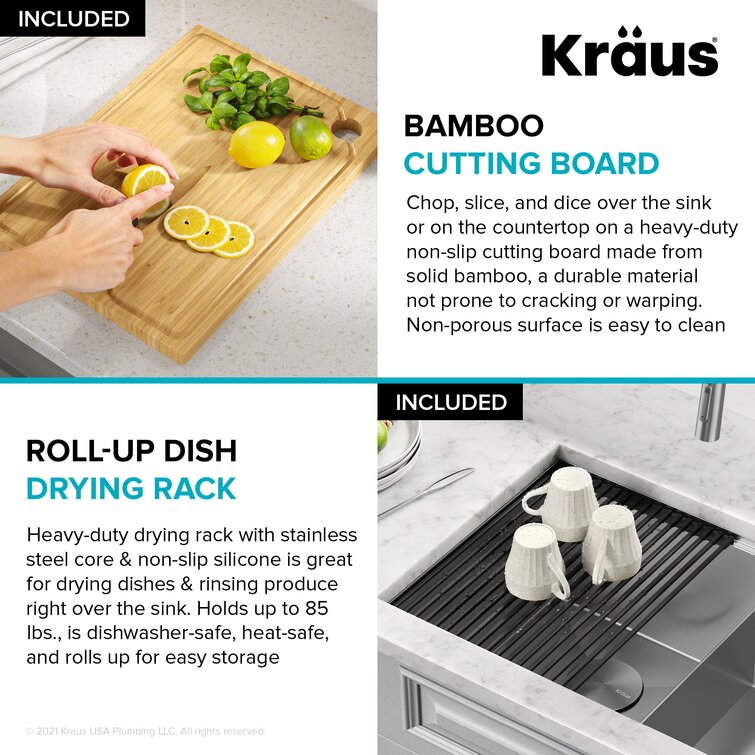 Kraus Workstation Kitchen Sink Dish Drying Rack Drainer and Utensil Holder  in Stainless Steel 