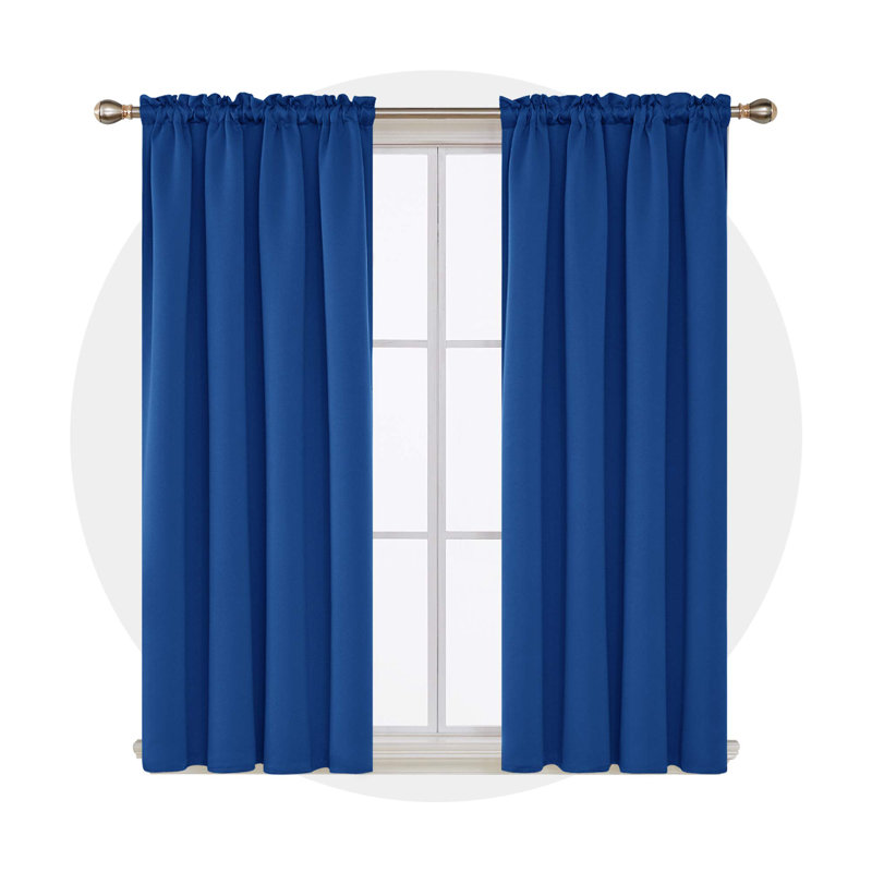 Solid Room Darkening Thermal Single Curtain Panel, Royal Blue, 42" W x 45" L