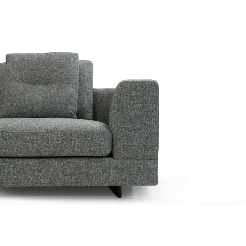 Canapé modulaire de coin avec repose-pieds Nirvana, Tweed gris, Accoudoir à gauche (vu de face)