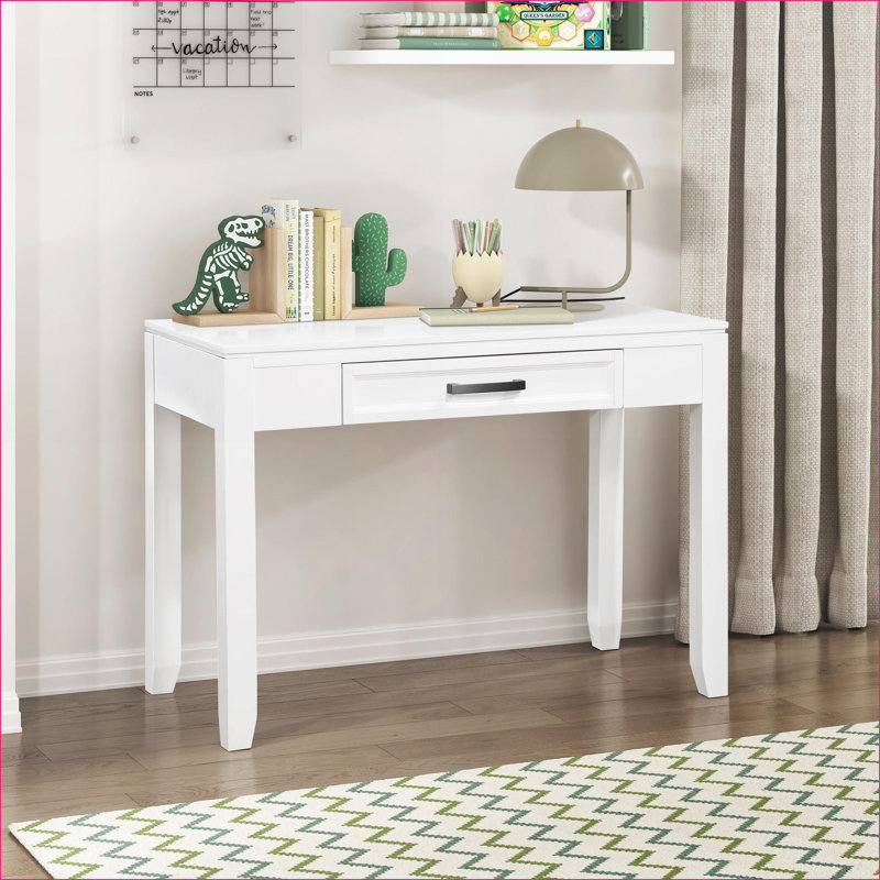 Bureau, bureau d'écriture rustique transitionnel blanc 42 po avec tiroir | Bois