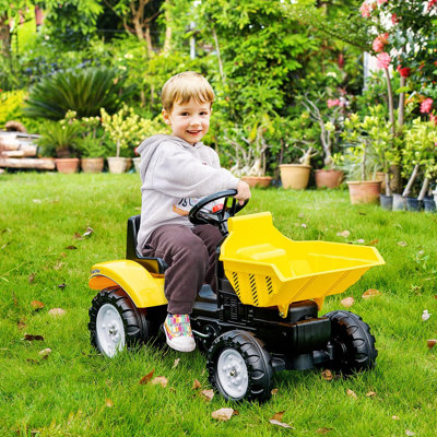 Voiture-jouet à commande manuelle, pelle à moteur avec seau, pour enfants de 3 à 6 ans, jaune - L 34,75 po x l 16,5 po x H 20,25 po x 1 po