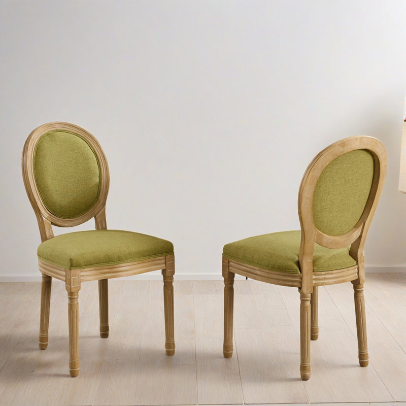 Ensemble de 2 chaises de salle à manger rembourrées à dossier de très grande taille 19,72 "H Louis II, Vert olive