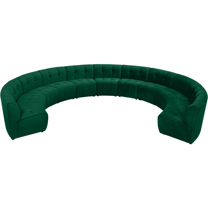 Jedson Velvet Sectional Symmetrical, Green Velvet
