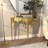 Moderna Aluminum Metal Abstract Crescent Drip Living Room Console Table with Melting Designed Legs and Shaded Glass Top-1750573106