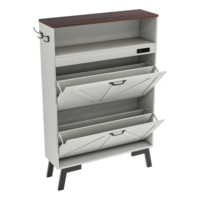 16-18 Pair Flip-Lid Barn Style Shoe Storage Cabinet with Disinfection Function, 47“ H x 31.5" W x 9.4" D