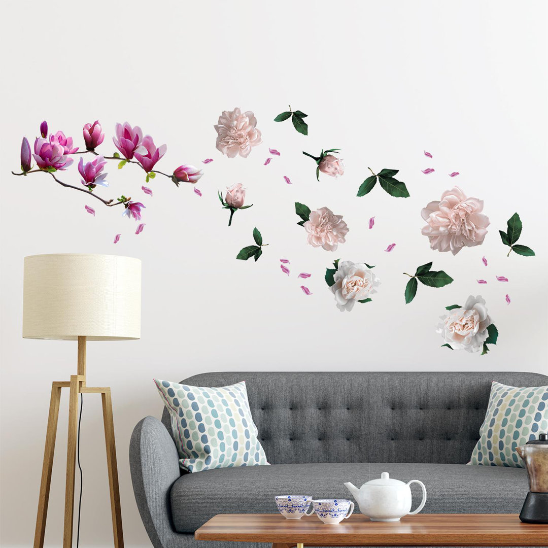Large Magnolia with Roses Wall Décor Winston Porter