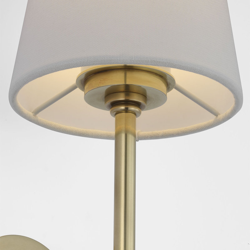 Suzanne Kasler Camille 20" Cordless Sconce with Linen Shade, Hand-Rubbed Antique Brass