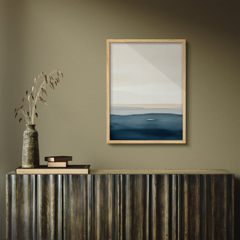 Reproduction d'art encadrée abstraite pour décoration intérieure moderne - 8 po x 10 po, H 10 po x l 8 po, Naturel