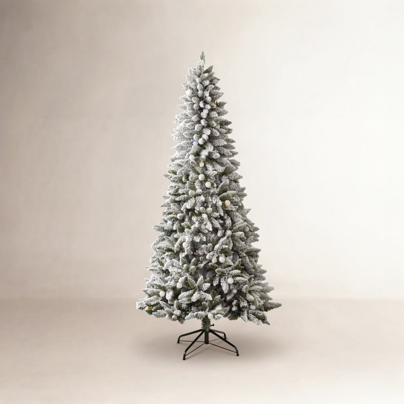 Arbre de Noël floqué et mince avec 150 lumières DEL, 7'