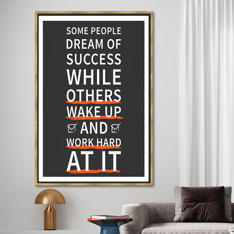 Citation inspirante «Succès inspirant», Reproduction encadrée sans passe-partout, H 81 po x l 45 po, Doré