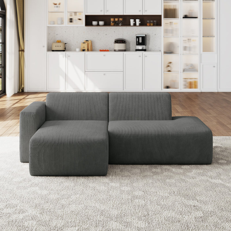 Berlare Modular Corner Sofa, Grey Corduroy, Left Hand Facing