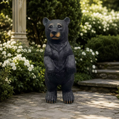 Statue d'ours noir debout en résine résistante aux intempéries, Rory, 50 cm (19,69 pouces).