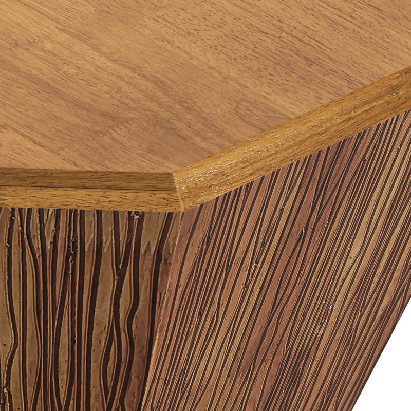 Table basse 31,5 po en bois d'hévéa noyer noir octogonal, table basse, chambre à coucher pour salon, Naturel