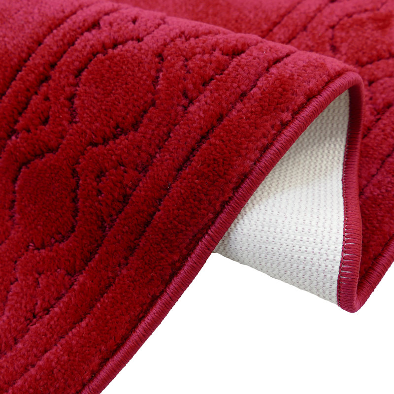 Anti Slip Washable Soft Pile Medium Profile Moroccan Trellis Burgundy Design Runner Rug for Indoor, Runner 2'2" x 8'
