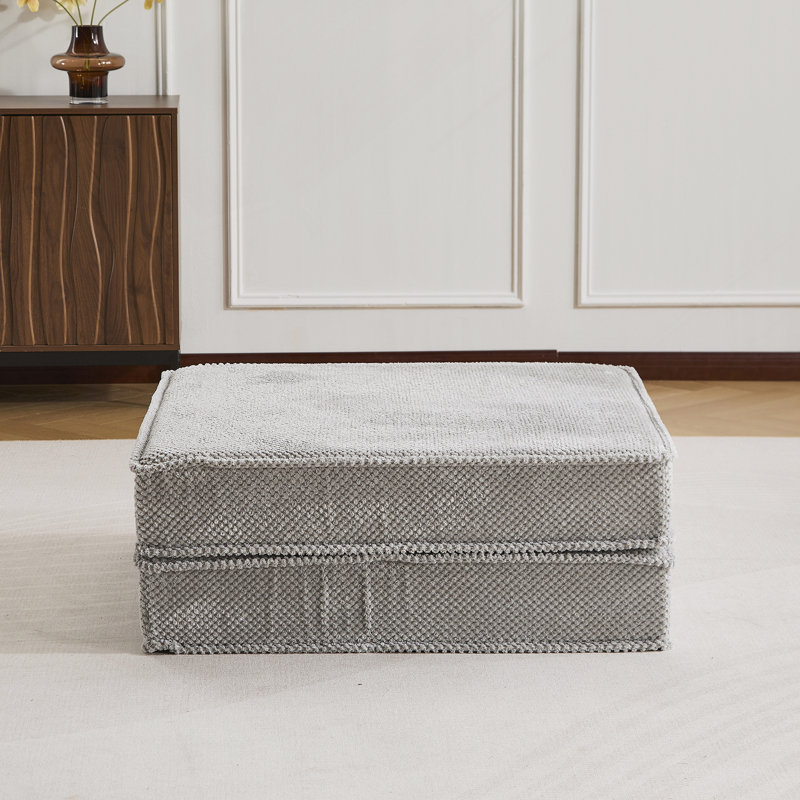 Aucun assemblage requis, tissu polaire circulaire, 1 repose-pieds, Gris clair