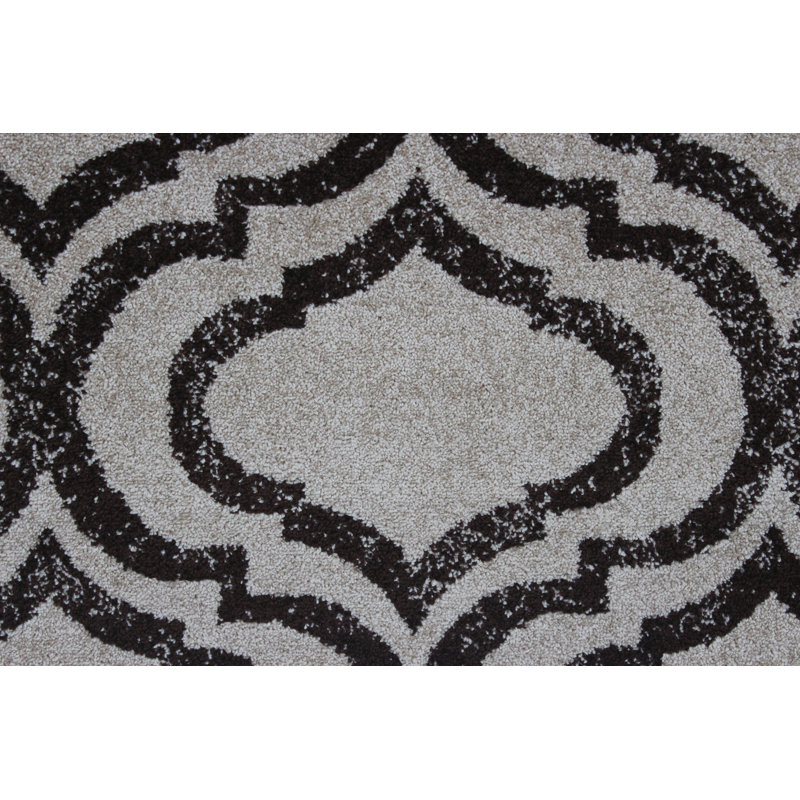 Tapis brun/blanc contemporain Rorie, 3 pi x 5 pi