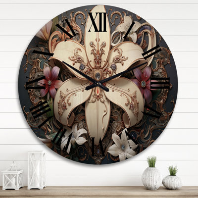Horloge murale Fleur-De-Lis a Stylized Lilly Flower I - Floral