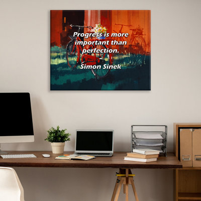 Artsy Quote "Progress is more important than perfection." By Simon Sinek Gallery Wrapped Canvas