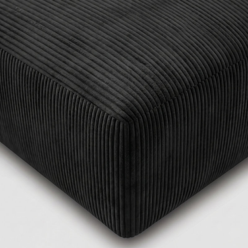 Repose-pieds carré en velours côtelé à compression 40 "pour canapé (ensemble de 2), Noir