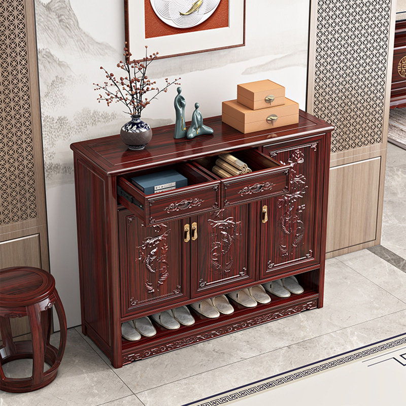 Nouvelle armoire de rangement à chaussures sculptée de style chinois