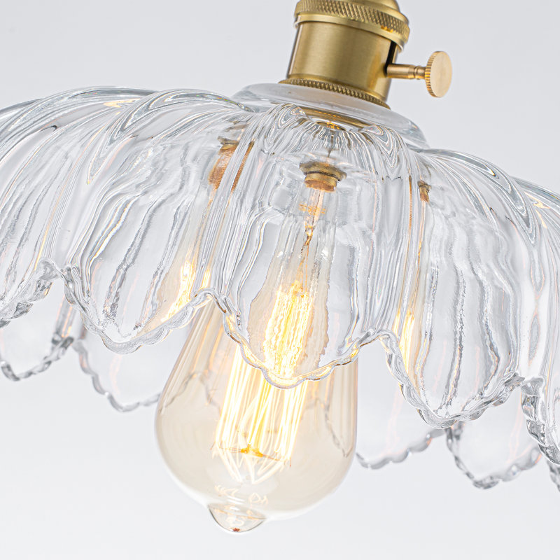 Elegant 10" Single-Light Scalloped Petal Glass Pendant, Clear