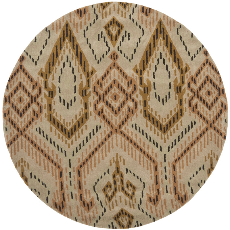 Eaton Wyndham Hand Tufted Wool Geometric Rug, Round 7'