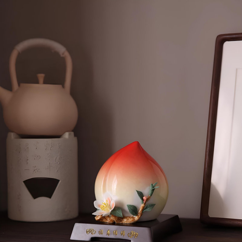 Exquisite Ceramic Peach Of Immortality – Handcrafted Floral Décor For Elegant Spaces