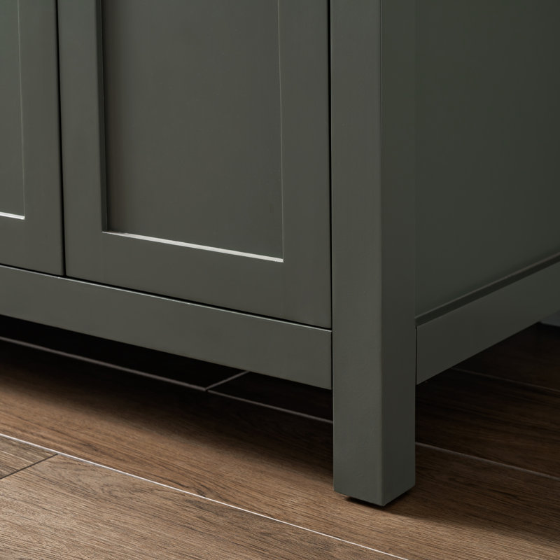 Meuble-lavabo double Ajhane, Vert rétro