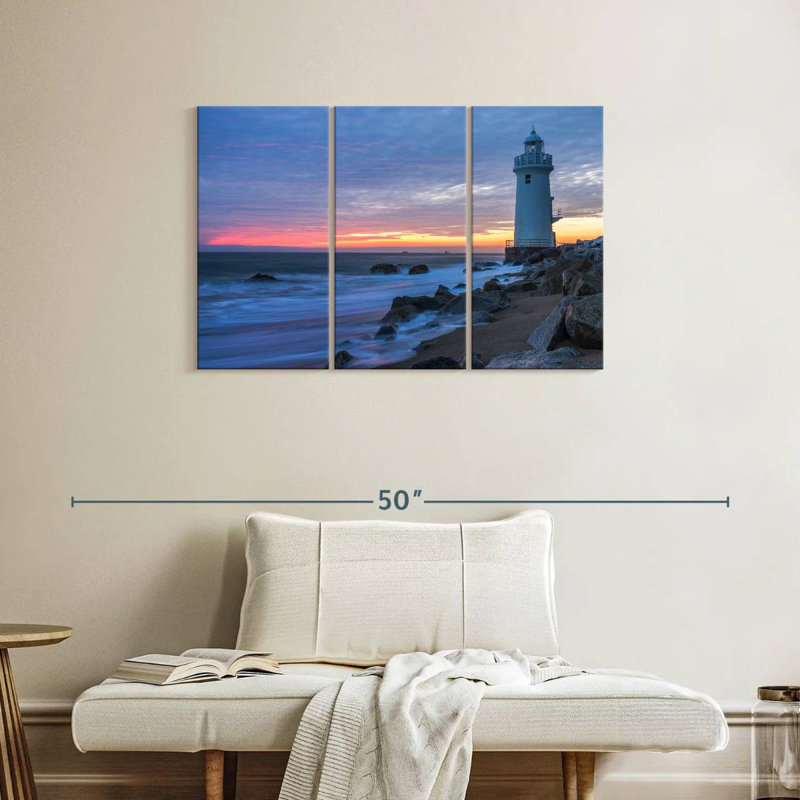 Lighthouse sunset landscape Aletra, H 24 po x l 38 po