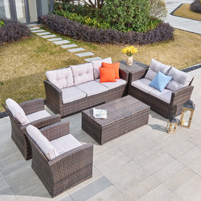 Vega 5 Piece Sectional Seating Group with Cushions by Rosecliff Heights