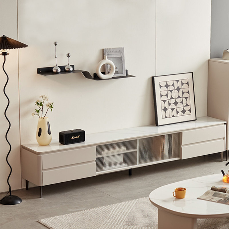 Meuble télé minimaliste en bois massif de style américain, 86.61"