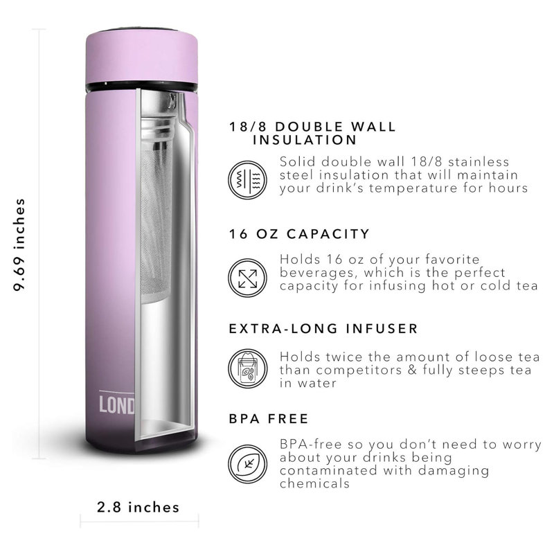 Bouteille infuseur de thé London 16 g, Mauve