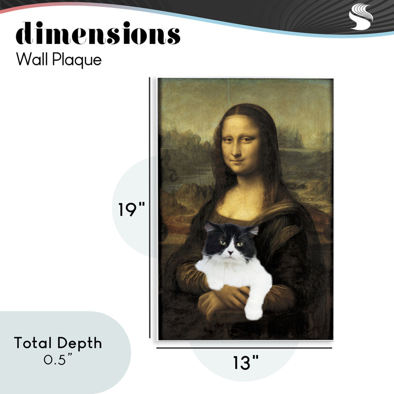 Plaque murale «Mona Lisa Cat Lady», conception par Masters Redux, H 19 po x l 13 po