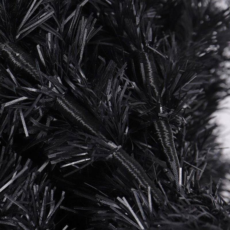 Arbre de Noël artificiel mince 7,5 pi avec base en métal pliable, Noir