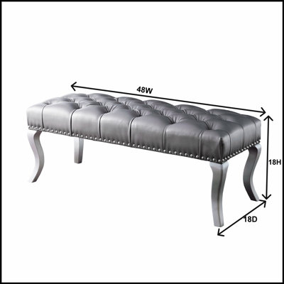 Decor Maxem Tufted Fabric Upholstered Bench Nailhead Trim by House of Hampton